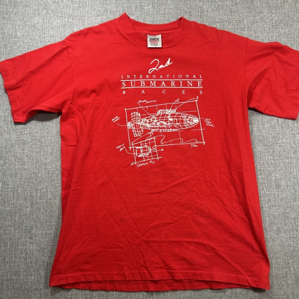 Vintage 90s Nautical Shirt Sz XL International Submarine Races Red USA Made